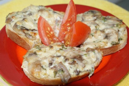 Рецепт Бутерброды с сыром и шампиньонами