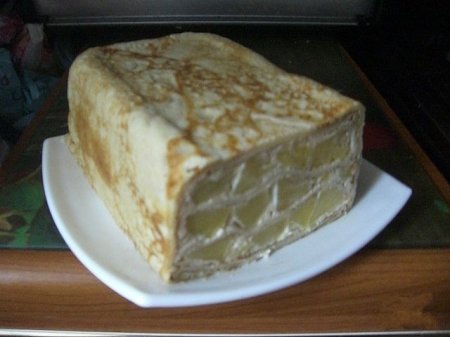 Рецепт Блинный пирог с сметанно-яблочной начинкой