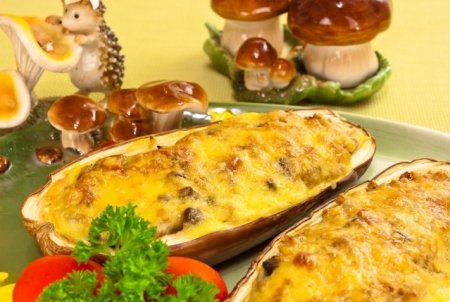 Рецепт Баклажаны, фаршированные гречкой, грибами и беконом