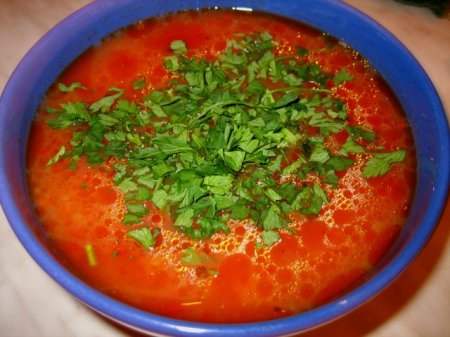 Суп томатный с рисом, рецепт по-польски.