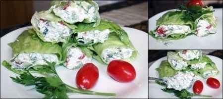 Рецепт Рулетики из листьев салата