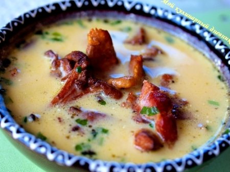 Тыквенный крем-суп с лисичками