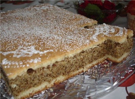 Рецепт Песочно-бисквитный ореховый пирог