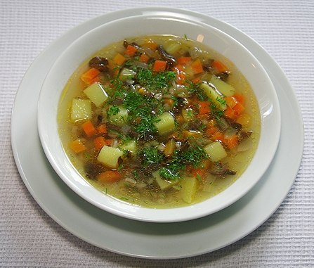 Картофельный суп с баклажаном