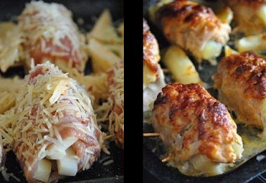 Рецепт Свиные рулеты фаршированные картофельной соломкой