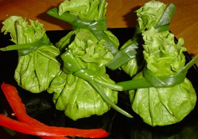 Рецепт Зелененькие мешочки с пикантной начинкой