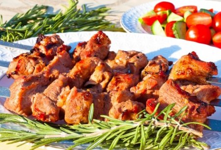 Рецепт Шашлык из свинины, маринованной в помидорах, розмарине и луке