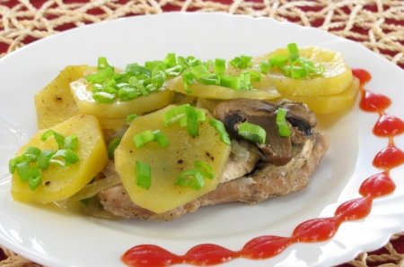 Рецепт Свинина с грибами и картофелем, запеченная в фольге