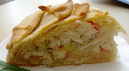 Рецепт Пирог "Цветочек" с рисом и рыбой