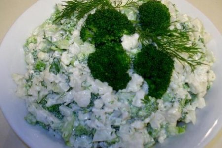 Рецепт Зеленый салат с брокколи и цветной капустой