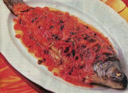 Способ приготовления рыбы с огненным соусом