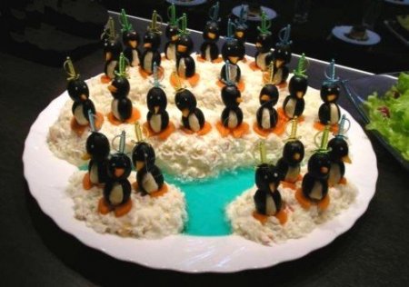 Салат с языком "Пингвины на льдине"